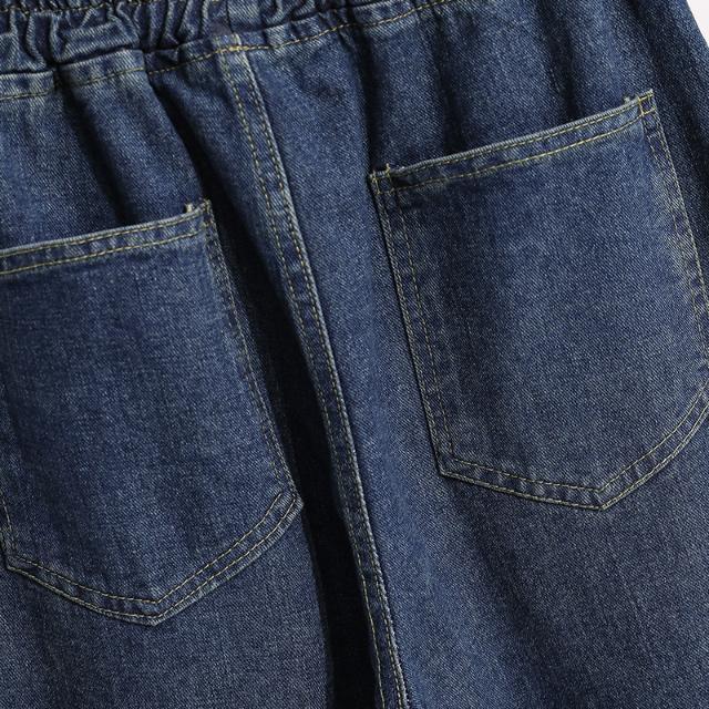 กางเกงยีนส์โอเวอร์ไซส์สำหรับผู้หญิง-กางเกงยีนส์แขนกางเกงขายาวหลวมเอวยางยืดคร็อปแพนท์ฮาร์ลานขนาดใหญ่พิเศษสำหรับฤดูใบไม้ร่วง-ฤดูหนาว