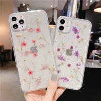 Handmade 12 Case11 Pro Max XR X 6 6S 7 8 Plus XS MAX Case Real Dried Flowers Transparent TPU Cover Case