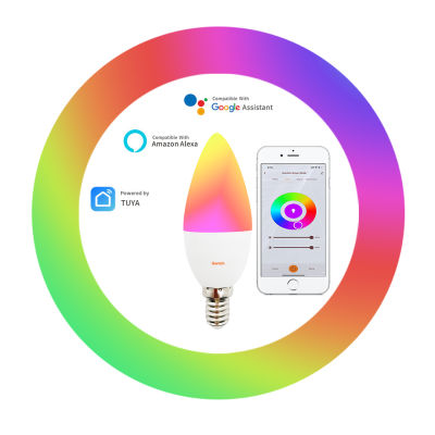 Tuya เชิงเทียน E14 Wifi อัจฉริยะหลอดไฟ RGB Led หลอดไฟ Alexa Google Home อลิซ100-240V การควบคุมด้วยเสียง