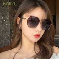 [A alamode]☎Eyewear ขับรถไล่ระดับสีแว่นกันแดดทรงกลมแฟชั่น IVORY1สำหรับผู้หญิงกรอบใหญ่ป้องกันรังสียูวีแว่นตาโลหะกันแสงอาทิตย์สไตล์เกาหลีย้อนยุคฤดูร้อน/หลากสี