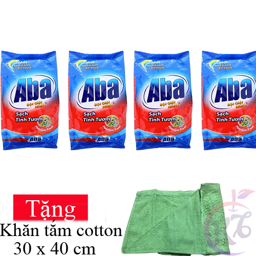 Combo 4 bịch bột giặt aba sạch tinh tươm gói 800g tặng 1 khăn tắm cotton - ảnh sản phẩm 1