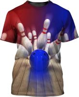 Bowling Pins Ball Alley Design 3D Printed Clothing Short Sleeve Tshirt Gift for Men Women Adults Sport Players