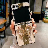 Luxury Glitter Phone Case for Samsung Galaxy Z Flip 5 4 3 Flip5 Flip4 Flip3 5G Zflip5 Girl Woman Ring Stand Holder Back Cover Phone Cases