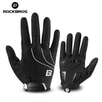 ROCKBROS ถุงมือรถจักรยานยนต์ Windproof ขี่จักรยานจักรยานถุงมือหน้าจอสัมผัสขี่ MTB จักรยานถุงมือถุงมือรถจักรยานยนต์ที่อบอุ่น