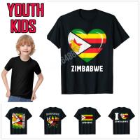 2023 new100 Cotton Youth Kids I Love Zimbabwe Heart Flag Zimbabwean T-Shirt For Children T Shirt Tops Boy Girl Tee