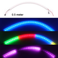 5V 12V LED NEON RGB Light 360รอบ Rainbow Tube โคมไฟ WS2811 SK6812 Neon Strip 60LED M กันน้ำยืดหยุ่นเชือก0.5M 1M 2M