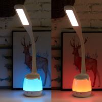 LED Rechargeable Desk Lamp with RGB colorful night light pen holder phone stand for kids children reading study