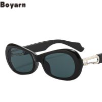 {Paopao glasses} Boyarn แฟชั่นบุคลิกภาพโลหะตะขอตกแต่งแว่นตาเกาหลีรูปไข่แนวโน้มแว่นกันแดดแว่นกันแดด