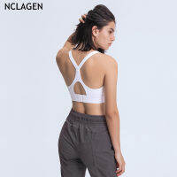 NCLAGEN Three Row Buckle y Adjustable Sports Bra Cross Back Running Push-up Underwear For Women Autumn Winter Gym Workout