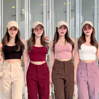 ?SpinnyHouse? เสื้อสายเดี่ยว สายเดี่ยวรัดรูป น้อนน่ารักสุดๆ️ ผ้าเย็บ 2 ชั้น ใส่แบบโนบราได้ ผ้าเรย่อน  รุ่น เดี่ยวสั้น M303B