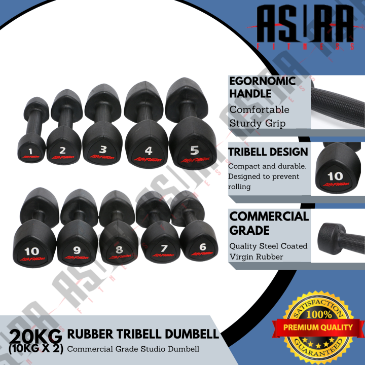 20kg Rubber Tribell Studio Dumbbell Pair 10kg x2 Lazada