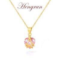 HENGRAN สร้อยคอสำหรับผู้หญิงทอง18K ราศีตุ๊กตาบาร์บี้จี้ตุ๊กตาบาร์บี้สายโซ่เกาหลีแพ้ง่าย40Gn เครื่องประดับไม่ทำให้เสื่อมเสีย