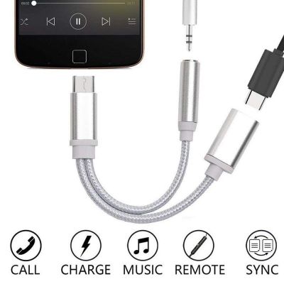 2 In 1 USB C To 3.5mm Headphone Jack Adapter Type C Charge Audio Aux Adaptor for Samsung S20 Ultra Note 20 10 Plus S21 Ipad Pro