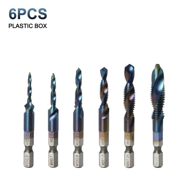 6pcs-m3-m10-drilling-tool-tap-drill-with-threaded-cut-countersink-thread-kit-hss-meter-m8-hand-tools-sets-die-set-metal-bit-hex