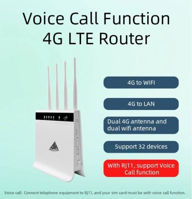4G 3G VolLTE WiFi Router 300Mbps With Voice Call  Support Rj11 Voice Function Sim Card Slot