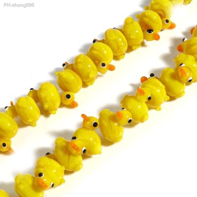 2PCs Lampwork Glass Beads Cute Duck Animal Yellow Spacer Beads DIY Making Bracelets Necklace For Women Jewelry Findings
