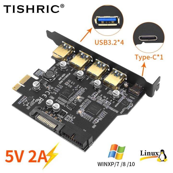 tishric-type-c-usb-3-2-gen1การ์ด-pcie-ตัว1x-pcie-ไปยัง-usb-3-2-19นิ้ว-type-c-อะแดปเตอร์ตัวขยายการ์ดอะแดปเตอร์ตัวแปลง-usb3-2การ์ดต่อคอนโทรลเลอร์-pci-e-อะแดปเตอร์-fjk3825