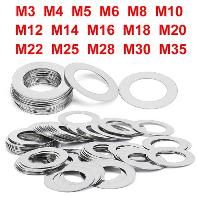 {Haotao Hardware} 10 Pcs M3 M35 Din988 304สแตนเลสแบนบางแบนเครื่องซักผ้าปรับปะเก็นแบนหนาทินเนอร์ Shim 0.1 0.2 0.3 0.5มม.