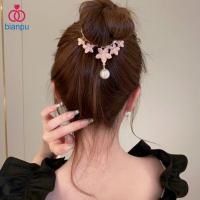 BIANPU ของขวัญสำหรับเด็ก สง่างามเรียบหรู บุคลิกภาพที่ดี Barrette พู่ห้อยคอ อุปกรณ์จัดแต่งทรงผม ที่มัดผมหางม้า โลหะผสมอัลลอยด์ กิ๊บติดผมรูปดอกไม้สำหรับผู้หญิง คลิปผมมวยคงที่ กิ๊บติดผมไข่มุกผีเสื้อ หัวเข็มขัดหางม้าสไตล์เกาหลี