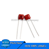 20Pcs CBB22 103J 100V 10nF 0.01UF CBB ตัวเก็บประจุฟิล์มโพลีโพรพิลีนเมทาลิค Capacitor Pitch 5MM 100V 103J 103K