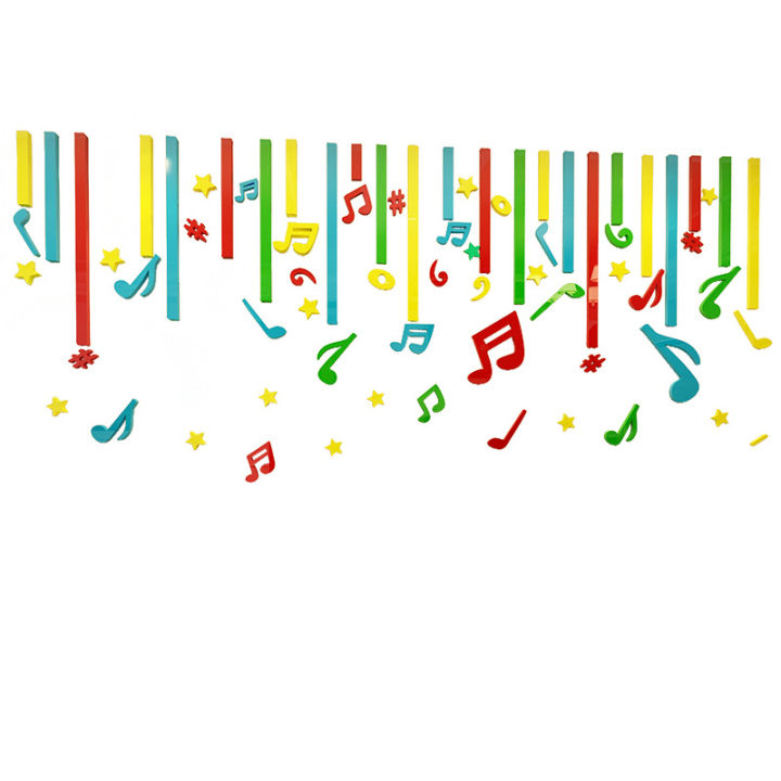 happy-note-music-สติกเกอร์ตกแต่งห้องการฝึกดนตรีสติกเกอร์ติดผนังอะคริลิค3d