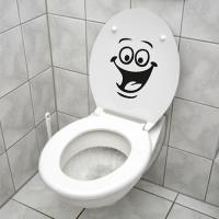 Smiley Face WC Toilet Decal Room Art Decor Funny Bathroom Kitchen Wall Sticker