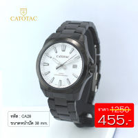 CATOTAC นาฬิกาข้อมือผู้ชายหน้าปัดขาว สายสแตนเลสสีดำ รุ่น PM77005