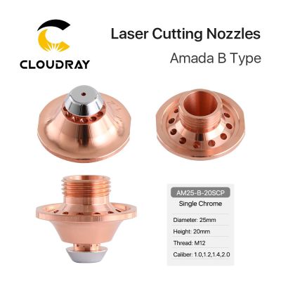 Cloudray หัวตัดเลเซอร์ Amada B ประเภท D25 H20 M12หัวฉีดโครเมี่ยมคู่เดี่ยวสำหรับเครื่องตัด1064Nm ไฟเบอร์