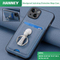 HANNEY สำหรับ OPPO RENO 10 8T 8Z 7Z 8 7 6Z 6 5F Pro 4G 5G เคสโทรศัพท์คาร์บอนไฟเบอร์กันกระแทกเคสกันกระแทกกันการตกขนาดใหญ่กระเป๋าเก็บบัตรที่มีวงแหวนพับ C1-9ฝาครอบด้านหลัง