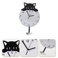 ✙✢ Clock Wall Decor Pendulum Cat Kinderzimmer Uhr Wanduhr Home Black Withpendeluhr Maritim Mirror Katze Klettern Wand Coffee