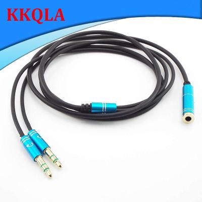 QKKQLA 3.5mm Jack Microphone Headset Audio Splitter Aux Extension Cable Female to 2 Male Headphone For Phone Computer