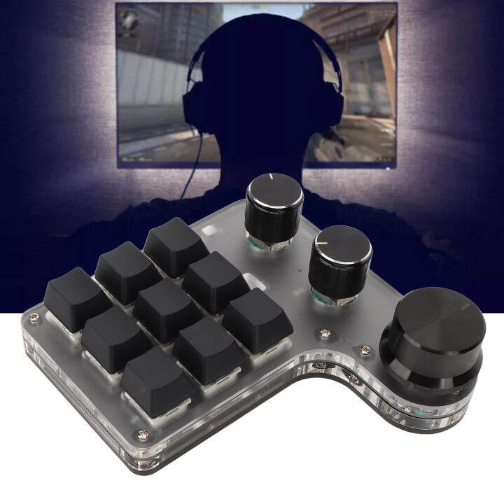 OSU Gaming Keyboard 9 Keys 3 Knobs Programmable Macro Keyboard for