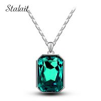 ❂✹ Simple Rectangle Glass Pure Color Pendant For Bridal Red Square Crystal Pendant Necklace For Valentine 39;s Days