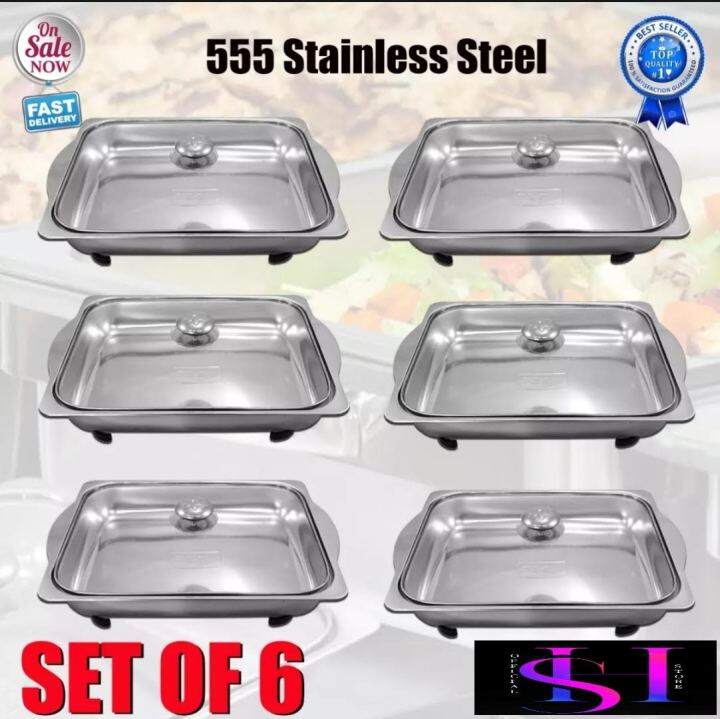 SET OF 6 FOOD WARMER Rectangular Tray Stainless for Catering, Serving ...