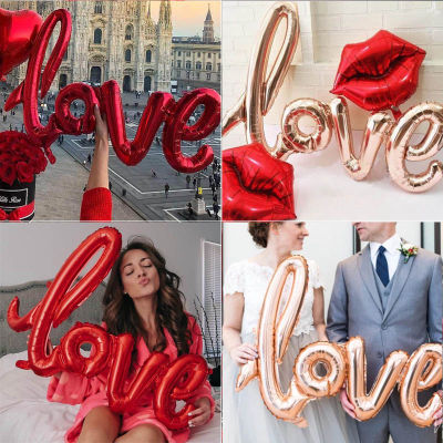 108cm LOVE Letter Foil Balloon Wedding Valentines Anniversary  Birthday Party Decoration Champagne Cup Photo Booth Props Adhesives Tape