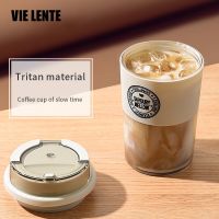 Coffee Cup Milk Tea Simple Carry on Cup Outdoor Leisure Sealed Leak Proof Portable Cup Vacuum Cup with Cover for Gifts