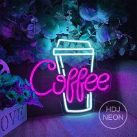 Coustom Coffee Cup LED Neon Sign Wedding Coffee Shop Sign Birthday Party Room Mural Personality Wall Art Decoration Gift