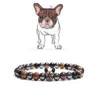 Cute Animals French Bulldog Bracelet Charm Men Women Vintage Natural Hematite Beads Braclet Stone Accessories Gift For Boyfriend