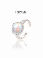 ✹ FAITMAIN original design sterling silver ring female stone light and decoration on the moonlight cold wind niche feed opening ring