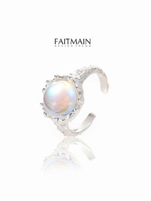 ✹ FAITMAIN original design sterling silver ring female stone light and decoration on the moonlight cold wind niche feed opening ring