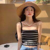 ☃☑ BIGMALL-Women´s Sleeveless Casual Horizontal Stripes Pattern Knitted Slim-Fit Strapless TubeTops