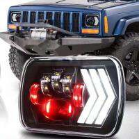 Pair 5 x 7 inch Headlight Assembly Rectangular Front Lamp Fits for Jeep Wrangler