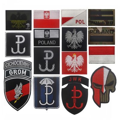 ✙⊕❀ POLAND GROM Embroidered Hook Loop Patches Tactical Armband TF-9 Military Patch Reflective Morale Badge on Backpack Hat Sticker