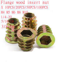 50 ชิ้น 10 PPCS M4 m5 m6 m8 m10 1/4-20 5/16-18 3/8-16 สังกะสีโลหะผสมไม้ใส่ Nut Flanged Hex ไดรฟ์หัวเฟอร์นิเจอร์ Nuts-ef2