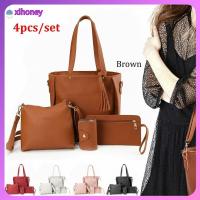 XIHONEY 4Pcs/set ความจุสูงมาก กระเป๋า Crossbody แบบพกพาได้ ลำลองแบบสบายๆ กระเป๋าแบบสะพายไหล่ แฟชั่นสำหรับผู้หญิง หนังพียู ชุดกระเป๋าผู้หญิง ผู้หญิงผู้หญิงผู้หญิง