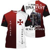 Knight 3D T-shirt Temple Crusader Print Mens T-shirt European and American Fashion Retro Harajuku O-Neck Short Sleeve Top