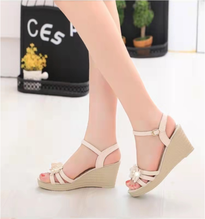 women-heel-sandals-รองเท้าส้นสูง-รองเท้าส้นสูง-3-นิ้ว-แต่งลอนย่นด้านหน้า-ผ้าสังเคราะห์เกรดดี-กันลื่น-แฟชั่น