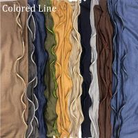 Mix color lines plain Jersey Scarf Soft Materail Long Wraps Solid Color Muslim Women Fashion Shawls