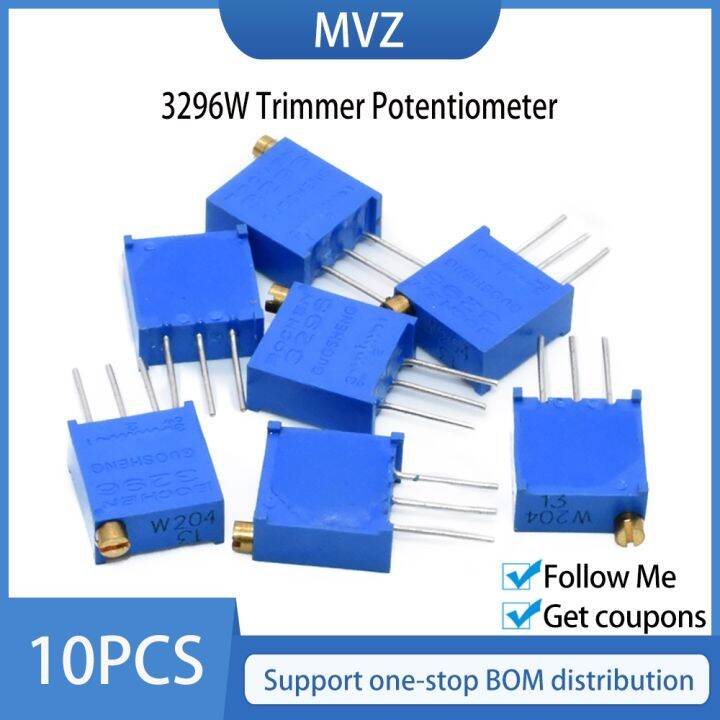 10pcs-3296w-potentiometer-precision-adjustable-resistance-multi-turn-trimming-100r-200r-500r-101-201-501-trimmer-potentiometer