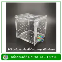 กล่องอคริลิคแยกเลี้ยงปลา กุ้ง ในตู้ปลาใหญ่  แบบจุกยาง 1 ช่อง Acrylic Aquarium Fish Tank Box